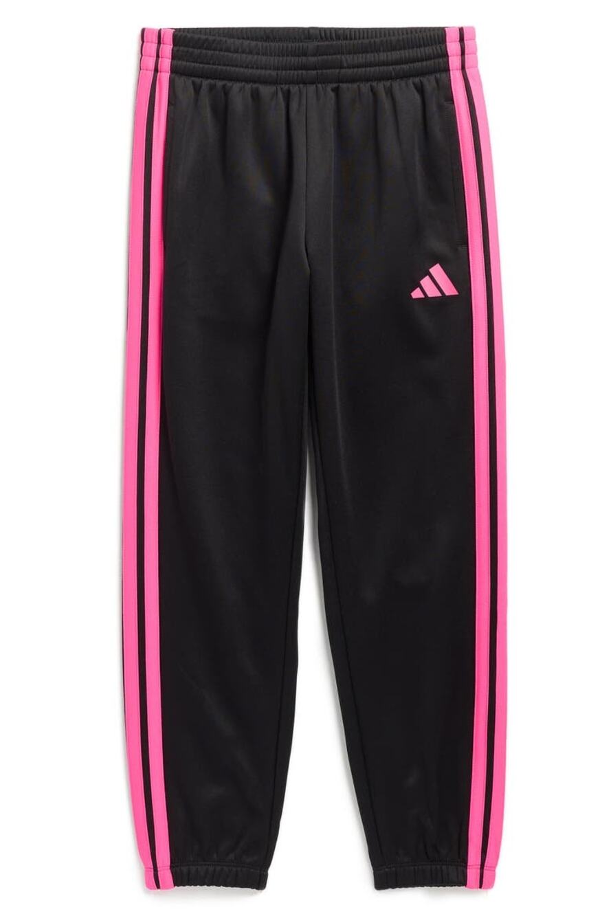 NWT Adidas Girls Black Pink 3-Stripe Fleece Jogger Sweatpants Youth Size 4